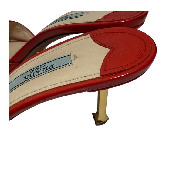 Prada Gold Studded Red Kitten Heels Sz. 37 (US 7) - Picture 4 of 8